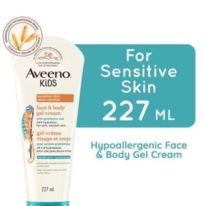 Aveeno Visage enfant & Crème de gel corporel, Hydratant d'avoine prébiotique, Lotion hypoallergénique, Crème corporelle sensible à la peau