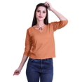 thumbnail image 1 of Moomaya Printed Keyhole Neck Ring Top Casual 3/4th Sleeve Tees Tank Tunic Top, 1 of 5