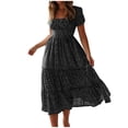 thumbnail image 1 of RKSTN Robes pour Femmes 2023 Robe d'Été Courte à Fleurs Col Carré Manches Courtes à Volants Superposés Boho Évasée Robes, 1 of 9