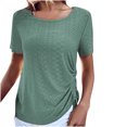 thumbnail image 1 of Besolor Tuniques d'Été pour Femmes, Col Rond Tendance, Manches Courtes, Chemises à Œillets, Blouse Décontractée avec Cordon de Serrage, 1 of 6