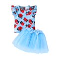 thumbnail image 1 of Hiiyo Infant Girls Outfits Rose Print Flutter Sleeve Top & Tutu Skirt Set, Sizes 6-9M, 1 of 8