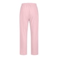thumbnail image 4 of Pink for Man Fall Summer Faux Linen Loose Fit Brunch Ruched Straight Leg Elastic Waist Plain Long Leg Pants Man 2025 Clothes XXL, 4 of 5