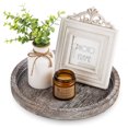 thumbnail image 1 of CHUANK Wood Round Tray 11” Rustic Decorative Small Tray for Table Decor Whitewashed, 1 of 7