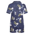 thumbnail image 5 of Rbaofujie Robe pour Femmes Femmes Décontractée Imprimée Col Rabattu Blouse à Manches Courtes Mode Short Pyjama Ensemble Pyjama d'Automne, 5 of 5