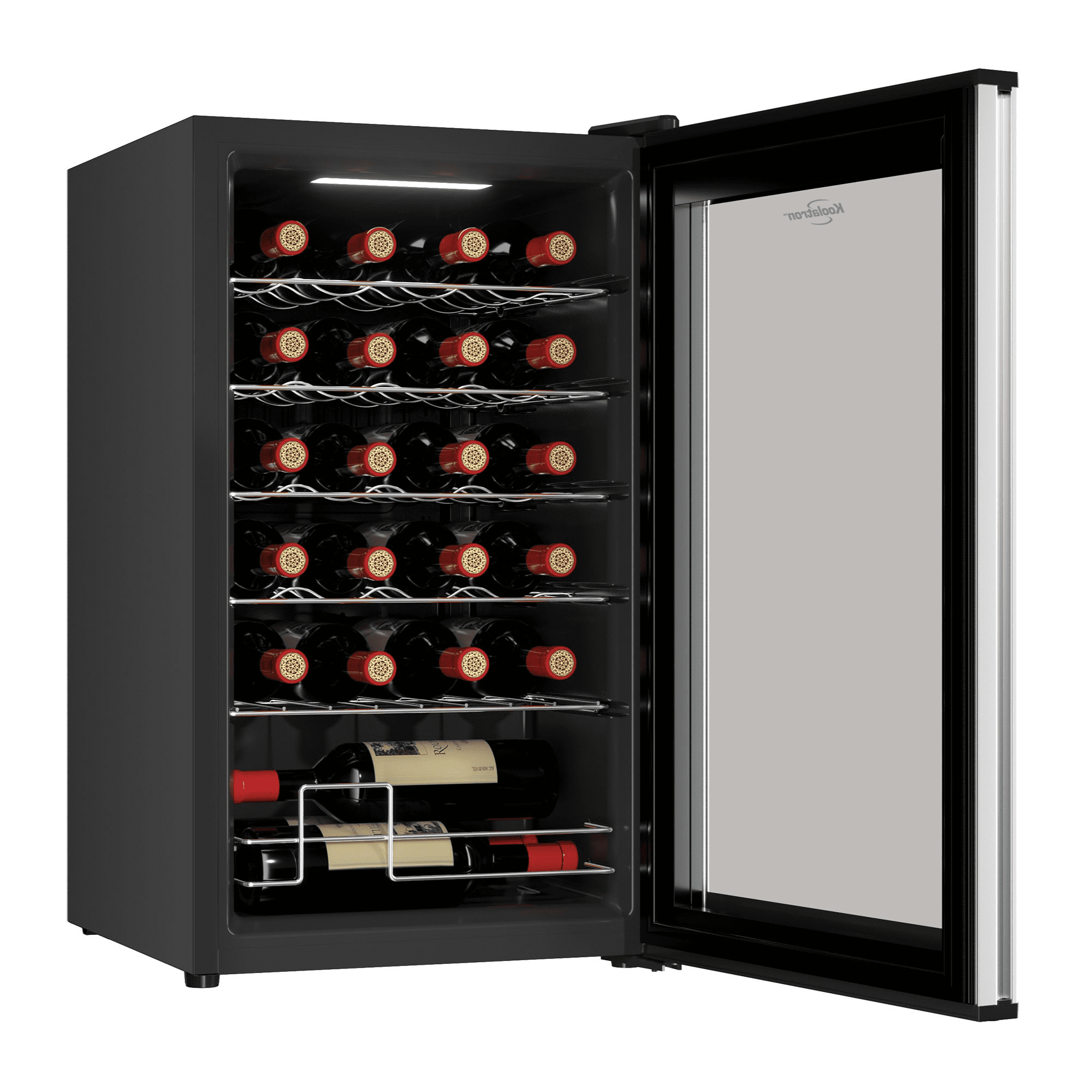Koolatron 24 Bottle Wine Cooler, 2.4 Cu ft (68 L), Thermoelectric Wine Refrigerator, Wine Fridge- Black
