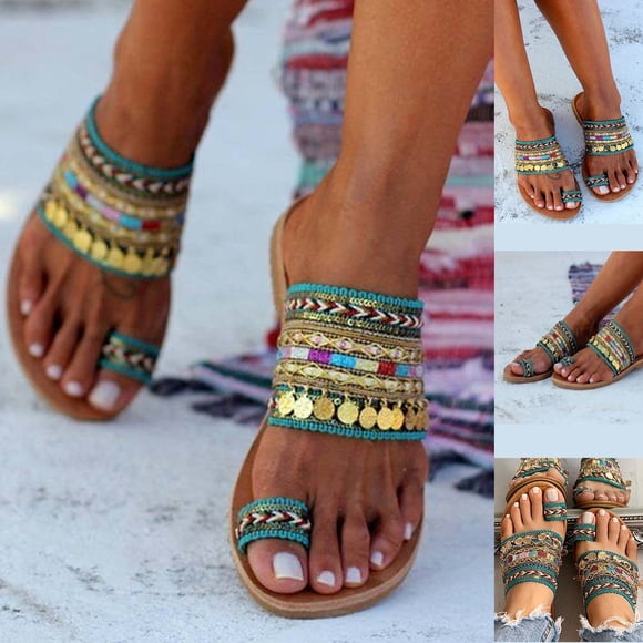 CEHVOM Women Artisanal Sandals Flip-Flops Greek Style Boho Flip Flop Slippers Shoes