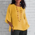 thumbnail image 1 of TIMIFIS Hauts pour Femmes Grande Taille Mode Col Rond Manches Mi-Longues T-Shirt Surdimensionné Couleur Unie Décontracté Ample Basique, 1 of 5