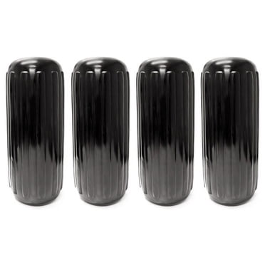 NEH Trou Central Nervuré pour Bateau Ponton Garde-Boue 10 Pouces x 28 Pouces 4 Pcs Pare-Chocs d'Amarrage Gonflables en Vinyle Garde Quai Amarrage - Noir