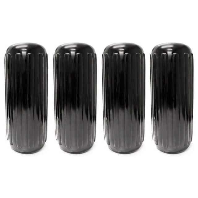 NEH Center Hole Ribbed Boat Pontoon Fender 10" x 28" 4pcs Inflatable Vinyl Mooring Bumpers Guard Dock Docking - Black