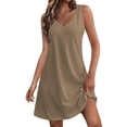thumbnail image 1 of Timegard Robes pour Femmes Col en V Été Décontracté Robes T-Shirt Sortie de Plage Robe Débardeur avec Poches, 1 of 7