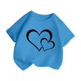thumbnail image 3 of T-shirt Mignon à Motif pour Fille, Col Rond, Manches Courtes, Été, Décontracté, Hauts, T-Shirts et Chemises pour Filles, Bleu Ciel 140/9 A-10 A, 3 of 5