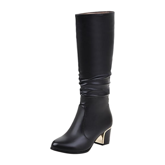 jovati Women Shoes High Heel Casual Winter Fashion Solid Color Pointed Side Zip Knee High Boots