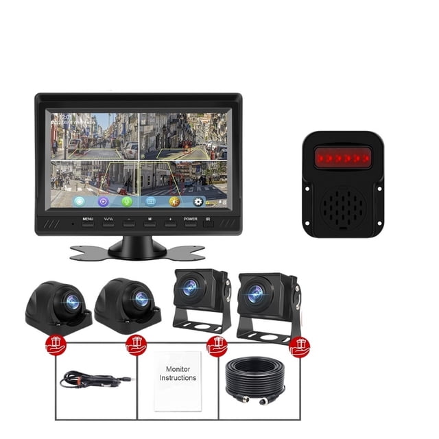 7" AHD 4CH Truck Monitor BSD Recording DVR 1080P Car Rear View Camera Vehicle IPS Touch Screen Right Outside Speaker ,Clear Images