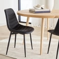 thumbnail image 3 of Bouclair Black Faux Leather Dining Chair Kitchen Side Chair with Tapered Metal Legs Set Component, 3 of 6