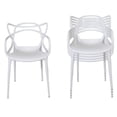 thumbnail image 1 of Master Style Plastic Chair Modern Mid Century, Indoor Outdoor Chair Patio Chair Kitchen Chair 18 Inch Seat Height Restaurant Chair Plastic Stackable Chair Side Bar Chair in White Set 4, 1 of 4