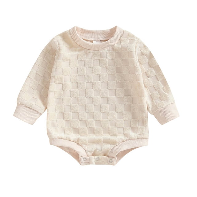 AherBiu Vêtements pour Nouveau-Né Fille Col Ras du Cou Manches Longues Vêtements pour Bébé Justaucorps Automne Barboteuses Tenues