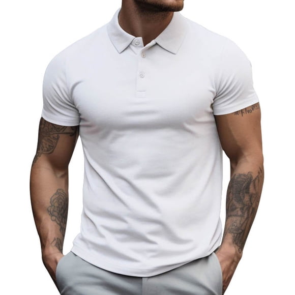 Ketyyh-chn99 Mens Polo Shirts Classic Fit Mens Shirts 2024 Tunic Blouse for Men Fashion Short Sleeve Tops White,2XL