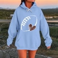 thumbnail image 2 of Dagegui Chandails à Capuche pour Femmes, Graphiques Tendance, Manches Longues, Chandails à Capuche en Molleton Mince, Chandails à Enfiler, Hauts, Automne Hiver, Bleu Pâle, TG, 2 of 5