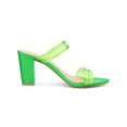 thumbnail image 3 of BLISSFUL STEP Women's Strappy Block Heel Slides Mules Sandals Green 6.5, 3 of 8