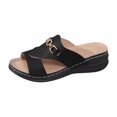 thumbnail image 1 of Wedge Heel Slippers for Women, Metal Buckle Round Toe Open Toe Thick Bottom Comfortable Slip-On Sandals for Casual Spring Summer Wear, 1 of 9