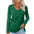 thumbnail image 1 of Timegard Womens Tops V-Neck Long Sleeve Basic Tee Solid Color Comfy Blouse Fall Casual Tunic Tops, 1 of 5