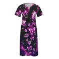 thumbnail image 4 of Robe d'Été pour Femmes 2024 Mode Grande Taille Décontractée à Manches Courtes Col en V Robe Imprimée Robe Ample Rabais de 50 % Liquidation!, 4 of 5