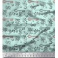 thumbnail image 1 of Soimoi Green Rayon Fabric Positive Quotes & Heart Text Print Fabric by Yard 56 Inch Wide, 1 of 3
