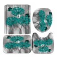 thumbnail image 1 of Rétro Papillon Rose Rideau de Douche Étanche Couvercle de Toilette Couverture Tapis de Salle de Bain, 1 of 3