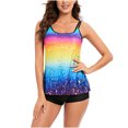 thumbnail image 1 of RKSTN Robe de Bain Tankini pour Femmes avec Shorty Deux Pièces Col en V Nœud Licou Imprimé Floral Grande Taille Robe de Maillot de Bain, 1 of 7