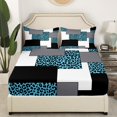 thumbnail image 2 of YST Mid Century Modern Queen Bed Sheets,Geometric Striped Fitted Sheet,Black White Blue Bed Set,Abstract Cheetah Bedding Set with 2 Pillowcases Microfiber,no Flat Sheet（No Top Sheet）, 2 of 5