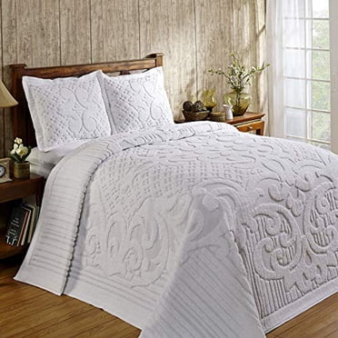 Better Trends Ashton Couvre-Lit de la Collection, Grand Lit, Blanc