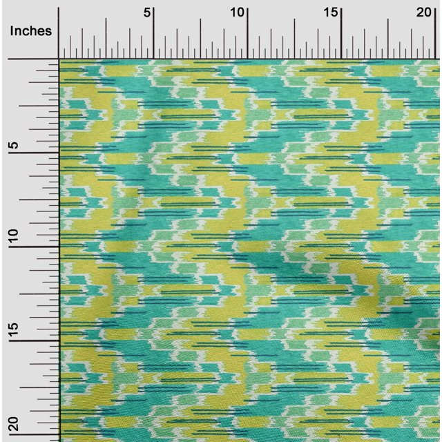 oneOone Polyester Lycra Fabric Chevron Kasuri Print Sewing Fabric BTY 56 Inch Wide