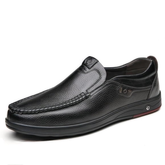 Men's Casual Loafers Business Leather Formal Dress Slip-on Lightweight Padded Warmth Comfortable Outdoor Shoes Black 11 US