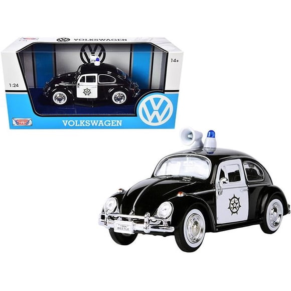Motormax 79578 1966 Volkswagen Beetle Police Car Black & White 1 by 24 Diecast Model Car