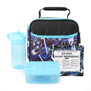 Arctic Zone Leak-Proof Insulated Lunch Box Combo, Sports Theme, Includes Food Container, ice pack and Water Bottle, Back to School Supplies