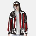 thumbnail image 2 of Lsque USA Flag Cross Pattern UPF 50+ Léger Protection Solaire Chemise à Manches Longues pour Hommes et Femmes, Chandail à Capuchon Performance -TG, 2 of 7