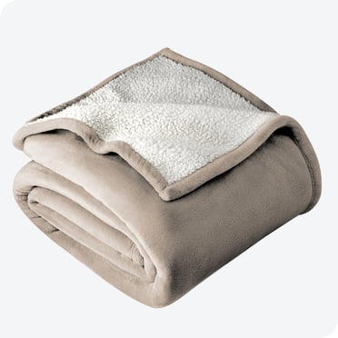 Bare Home Plush Sherpa Bed Blanket - Fluffy & Soft - Reversible - Lightweight - King, Light Taupe