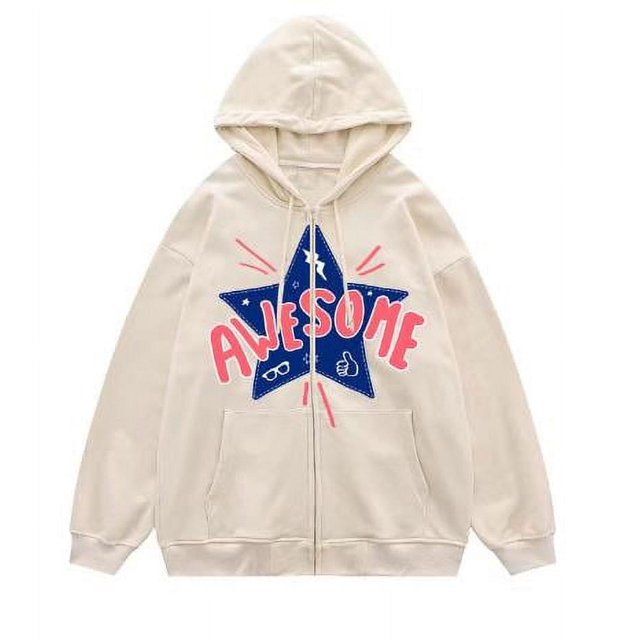 MesaSe Sweat à Capuche Zippé pour Femmes Mode Imprimé Étoile avec Poches