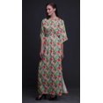 thumbnail image 2 of Bimba Robe Longue pour Femmes en Rayonne à Feuilles Tropicales et Fleurs, Style Bohème, Plage, Cocktail, Fête, Maxi, Fendue - Grande, 2 of 6