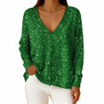 thumbnail image 3 of Hauts à Paillettes pour Femmes 2026 Mode de Printemps Manches Longues Col en V T-Shirts Décontractés à Paillettes Haut de Sortie Tenue de Rave, 3 of 8