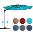 thumbnail image 2 of Costway Parasol Déporté à DEL Solaire de 10 Pi pour Terrasse, Rotation à 360 Degrés, Aluminium, Turquoise, 2 of 7