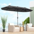 thumbnail image 4 of Gymax Parasol de Patio Double Face de 13 Pi avec Manivelle, Base de Parasol, Verrou de Sécurité, Gris, 4 of 10