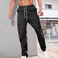 thumbnail image 1 of AherBiu Cargo Pants For Men Drawstring Elastic Waisted Straight Leg Swaetpants With Multi Pockets Casual Athletic Workout Trousers, 1 of 9