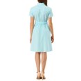 thumbnail image 3 of INSPIRE CHIC Robe Courte pour Femme à Col Évasé avec Poches et Taille Élastique S Bleu Pâle, 3 of 8