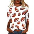 thumbnail image 3 of QATAINLAV Hauts pour Femmes à Manches 3/4 Décontractés Blouse à Col Rond Jour de Match T-Shirts Graphiques de Football Chemises Coupe Ample Chandail à Manches Trois Quarts Multicolore G, 3 of 6