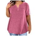 thumbnail image 1 of asjyhkr Plus Size Womens Summer Tops Short Sleeve T Shirts Loose Stretch Soft Comfy Tees Solid Basic Blouses, 1 of 6