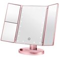 thumbnail image 1 of Makeup Mirror with Led Light, 2x3x Magnifying Makeup Mirror Vanity Mirror, Desktop Three Sides Folding Makeup Mirror, 180° Free Rotation, 1 of 8
