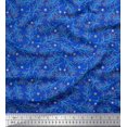 thumbnail image 1 of Soimoi Blue Georgette Viscose Fabric Snowflake & Red Berries Fruits Print Sewing Fabric Yard 42 Inch Wide, 1 of 6