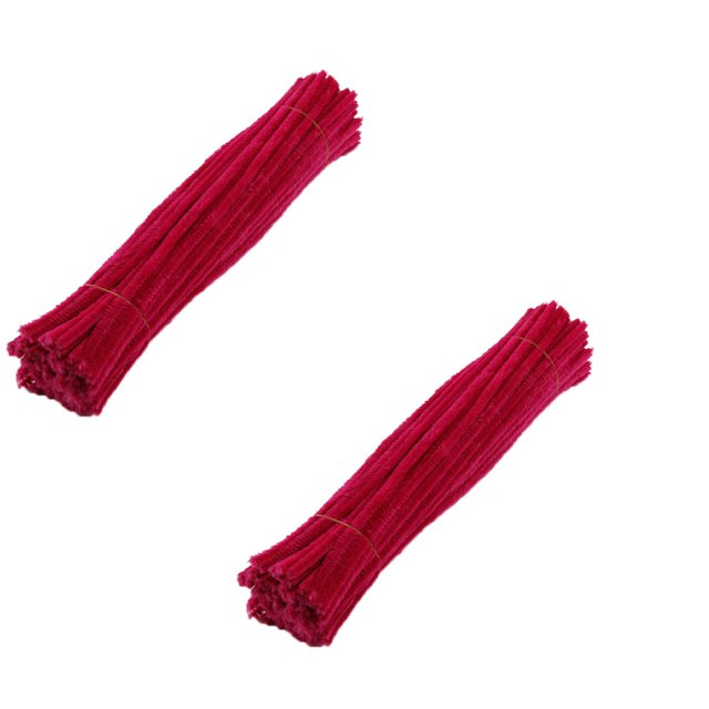Oleegame 2PC Trashcans For Bedroom 100PC Chenille Stem Solid Color Pipe Cleaners Set for DIY Arts Crafts Decoration Red