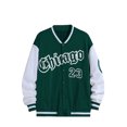 thumbnail image 1 of Faithtur Men's Spring Autumn Casual Coat Long Sleeve Letter Printed Button Up Contrast Color Baseball Jacket, 1 of 4